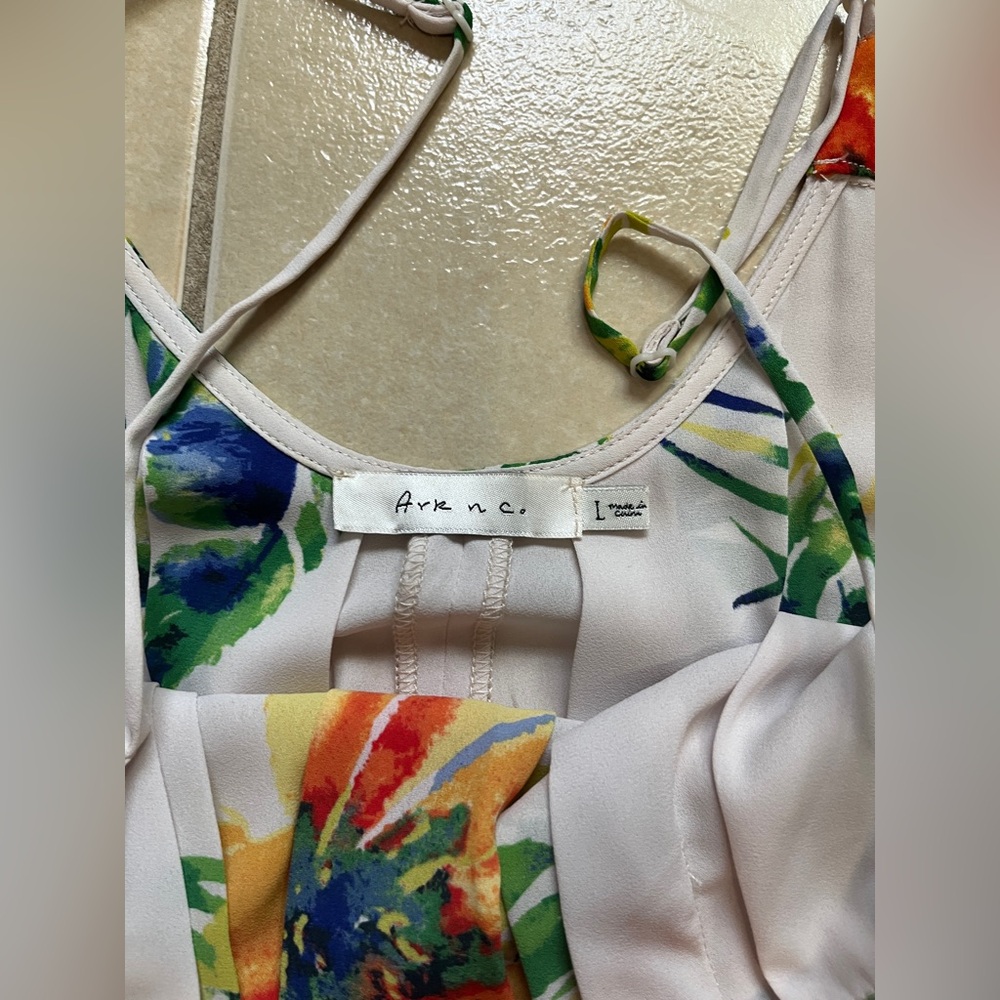 ARK & CO FULL LENGTH SPAGHETTI STRAP MULTI-FLORAL PRINT MAXI DRESS SIZE, L Beach - Picture 8 of 16